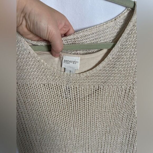 Zenergy Crochet Dress Linen Blend Sparkly size 1 Medium - Picture 3 of 9